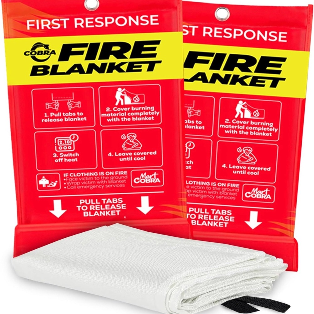 NWT Mart Cobra Emergency Fire Blanket for Home and Kitchen - 2 Pack (Jy25)